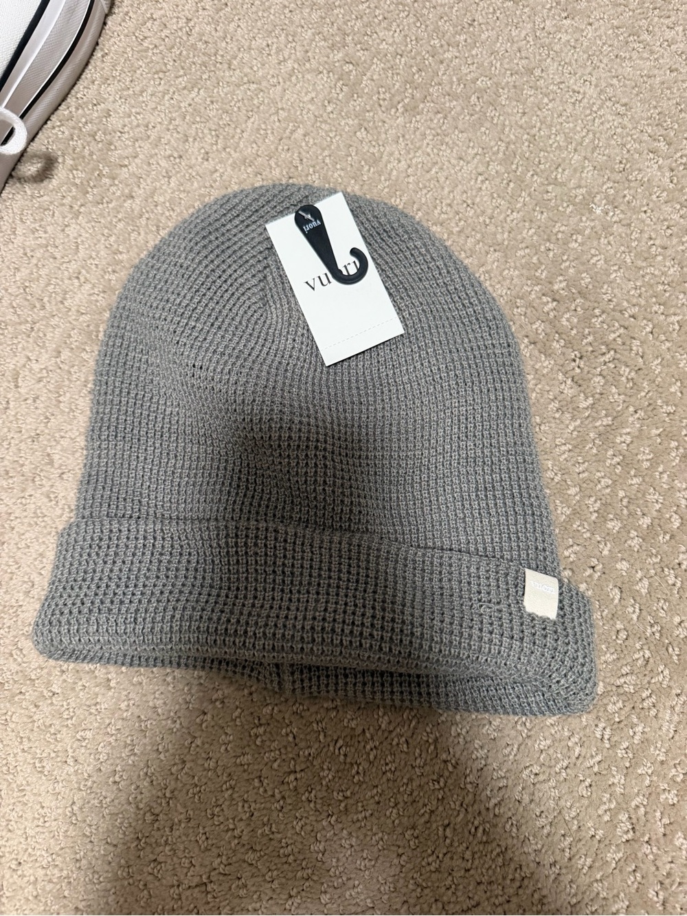 Vuori Gray Ribbed Knit Beanie